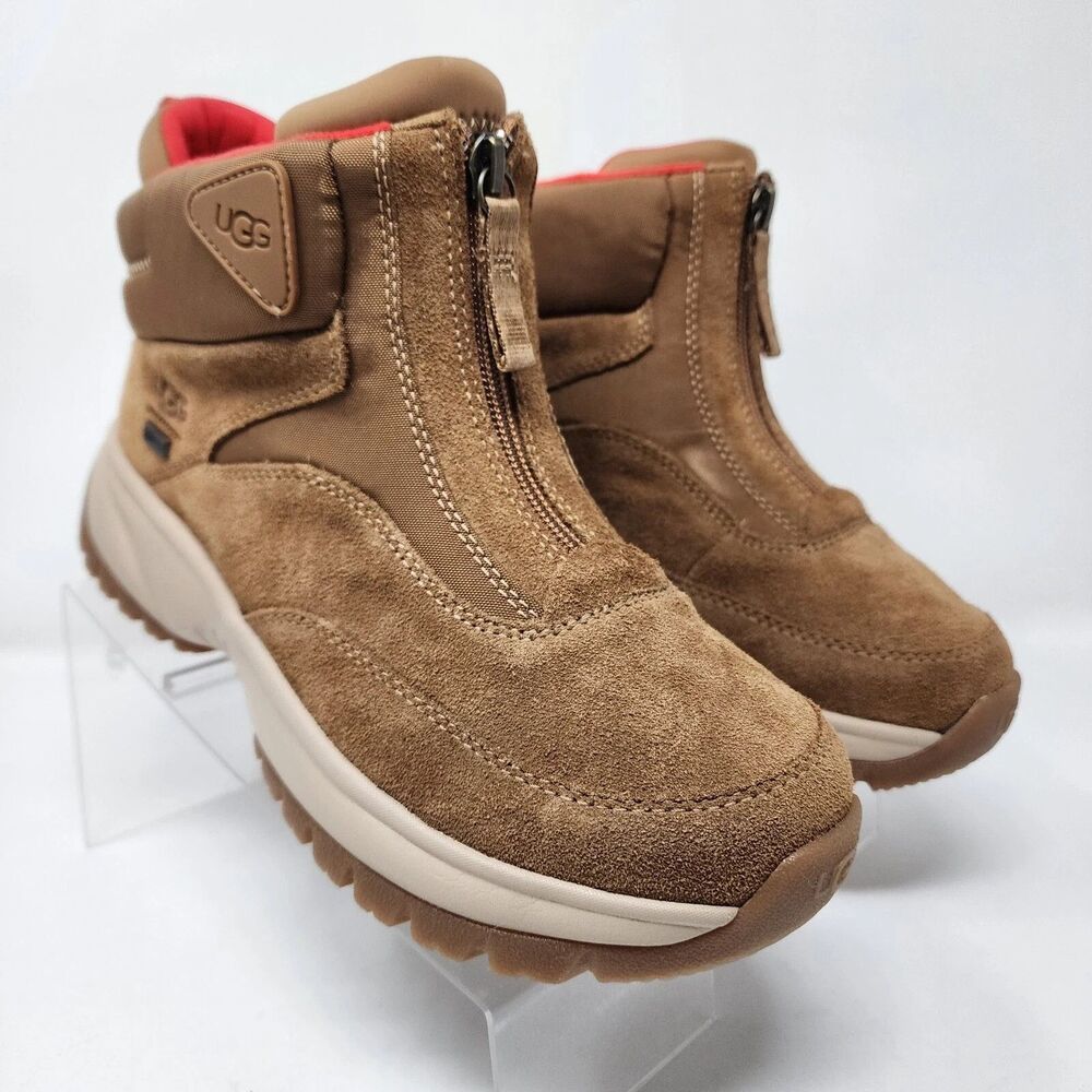 UGG Snow Boots Womens Size 7 Brown Waterproof Suede Ankle Zip Winter Shoes - Picture 2 of 9
